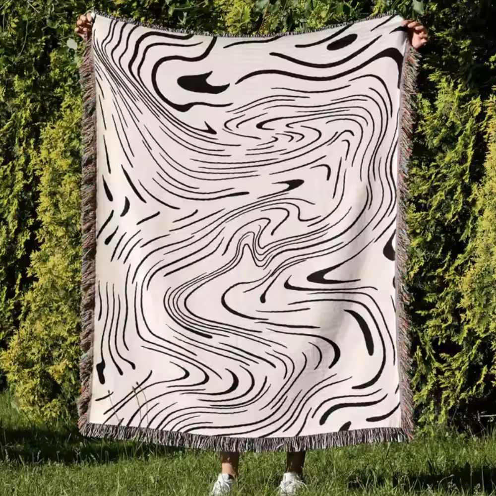 Marble Swirl Woven Cotton Throw Blanket