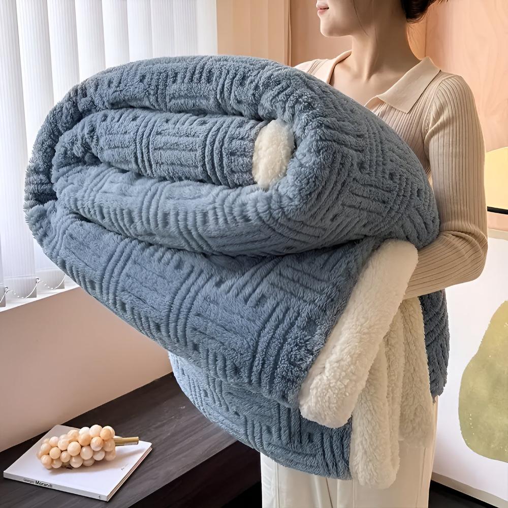 Plush Basket Weave Throw Blanket