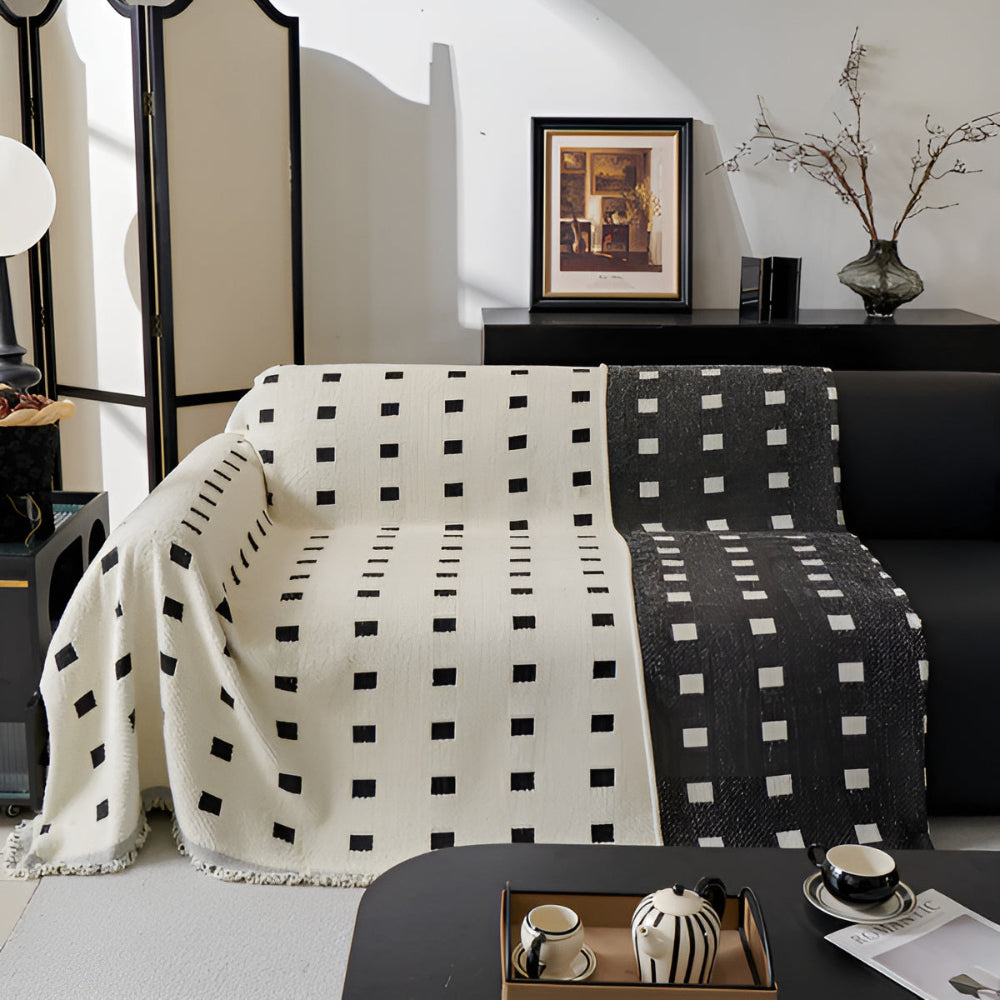 Plush Microfiber Square Matrix Sofa Cover