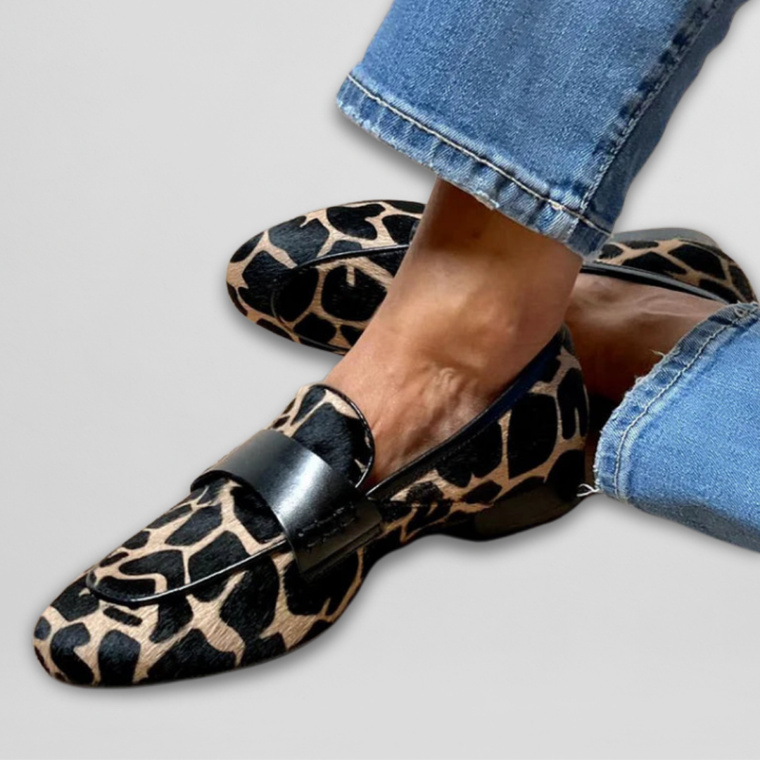 Animal Print Women's Moccasins with Flexible Sole