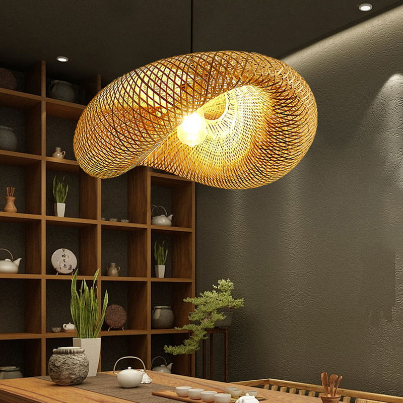 Rattan Woven Bamboo Pendant Light - LED Ceiling Fixture
