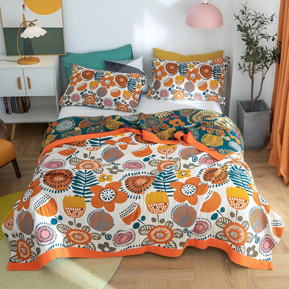 Organic Cotton Boho Flower Blanket