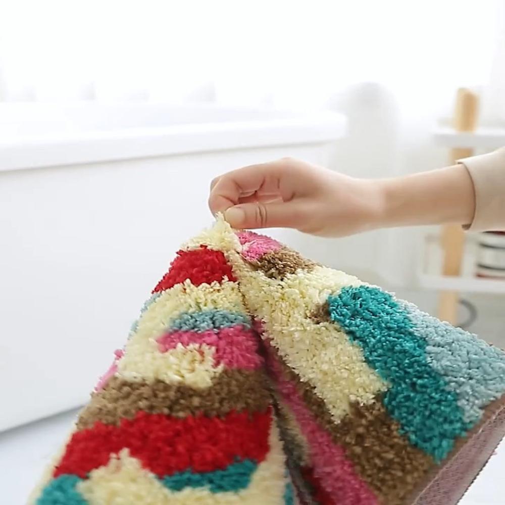 Ultra-Soft Rainbow "GET NAKED" Bath Mat with Non-Slip Backing