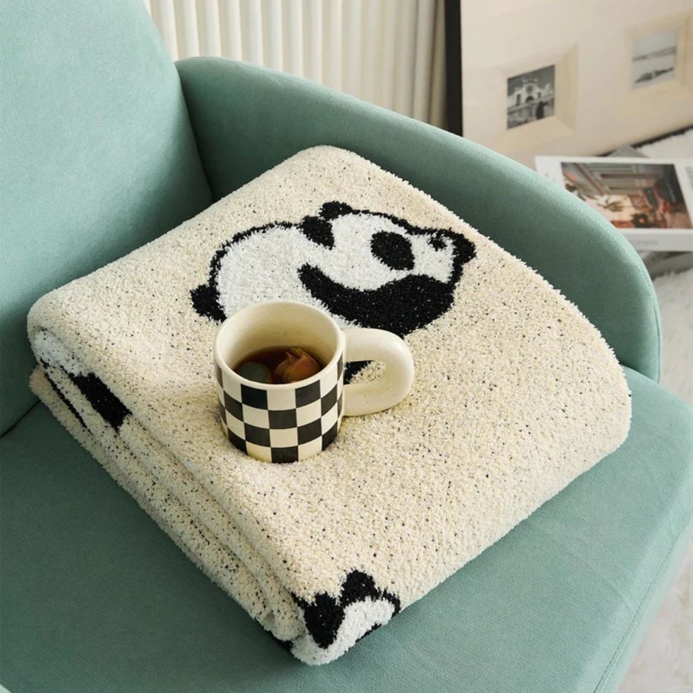 Kawaii Panda Jacquard Knit Blanket