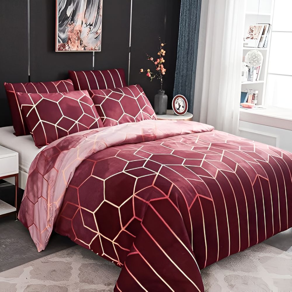 Galaxy-Inspired Geometric Duvet Cover Set - 3 Piece