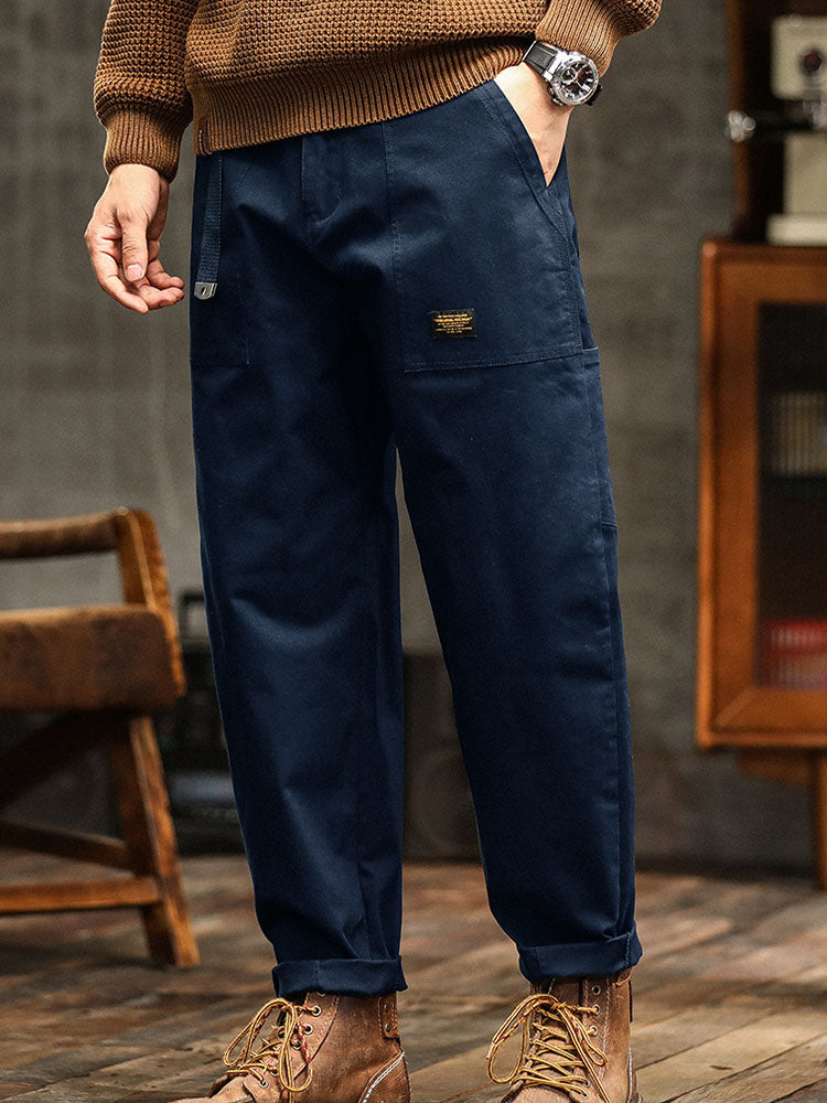Men's Vintage Utility Pants with Pockets and Belt