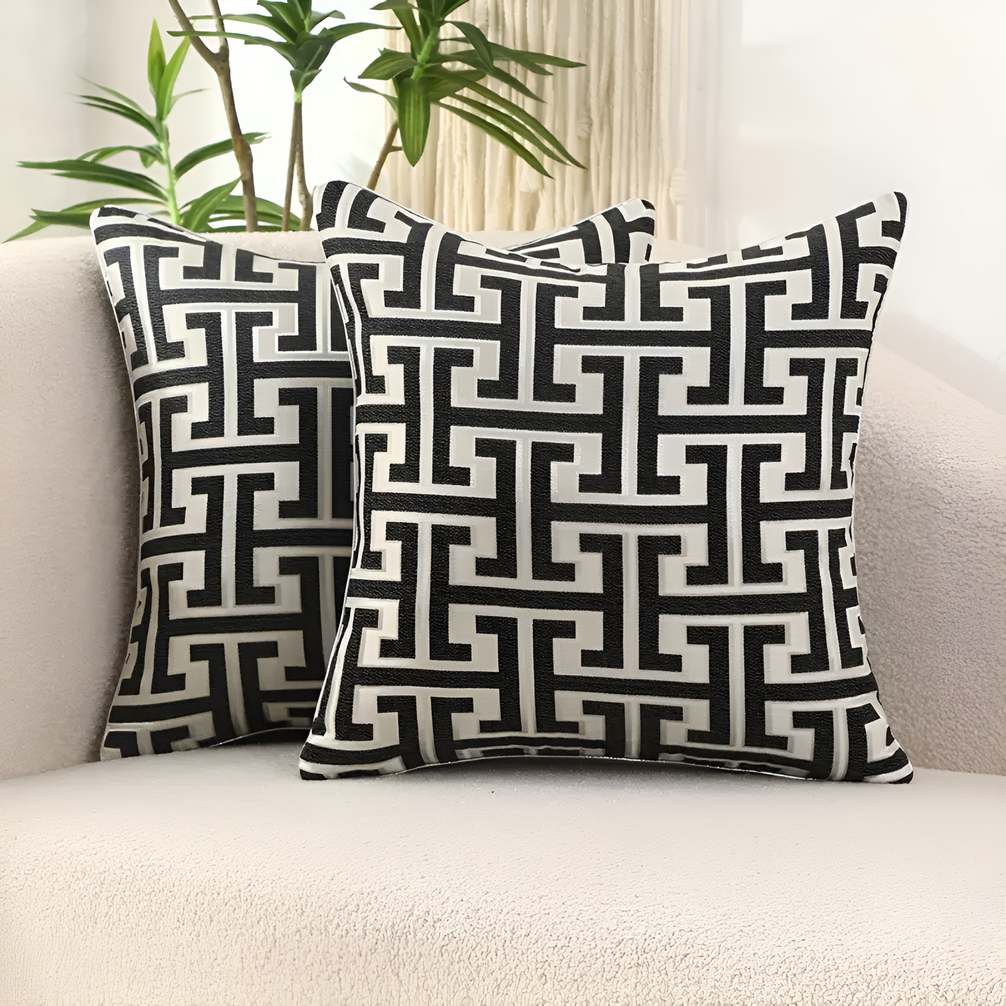 Geometric Jacquard Chenille Velvet Cushion Cover