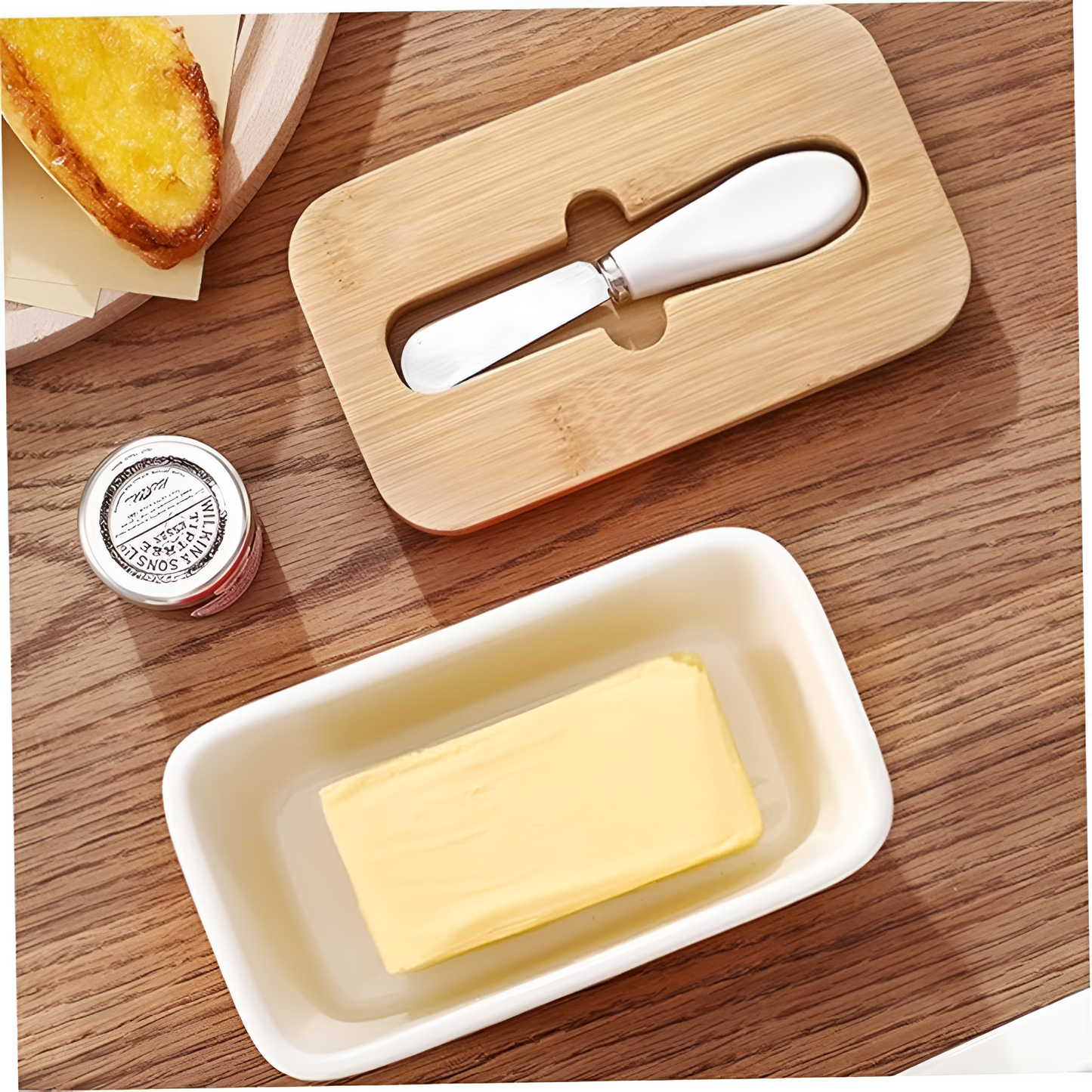 Sleek Ceramic Butter Cutter Container