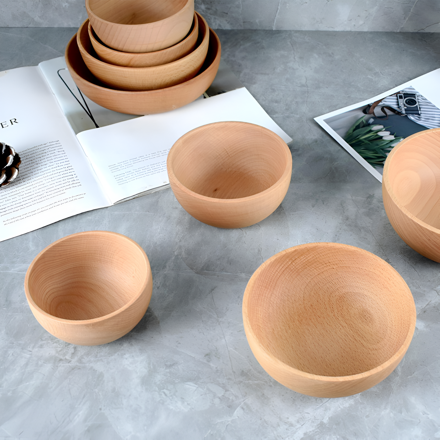Durable Beech Wood Salad Serving Bowl