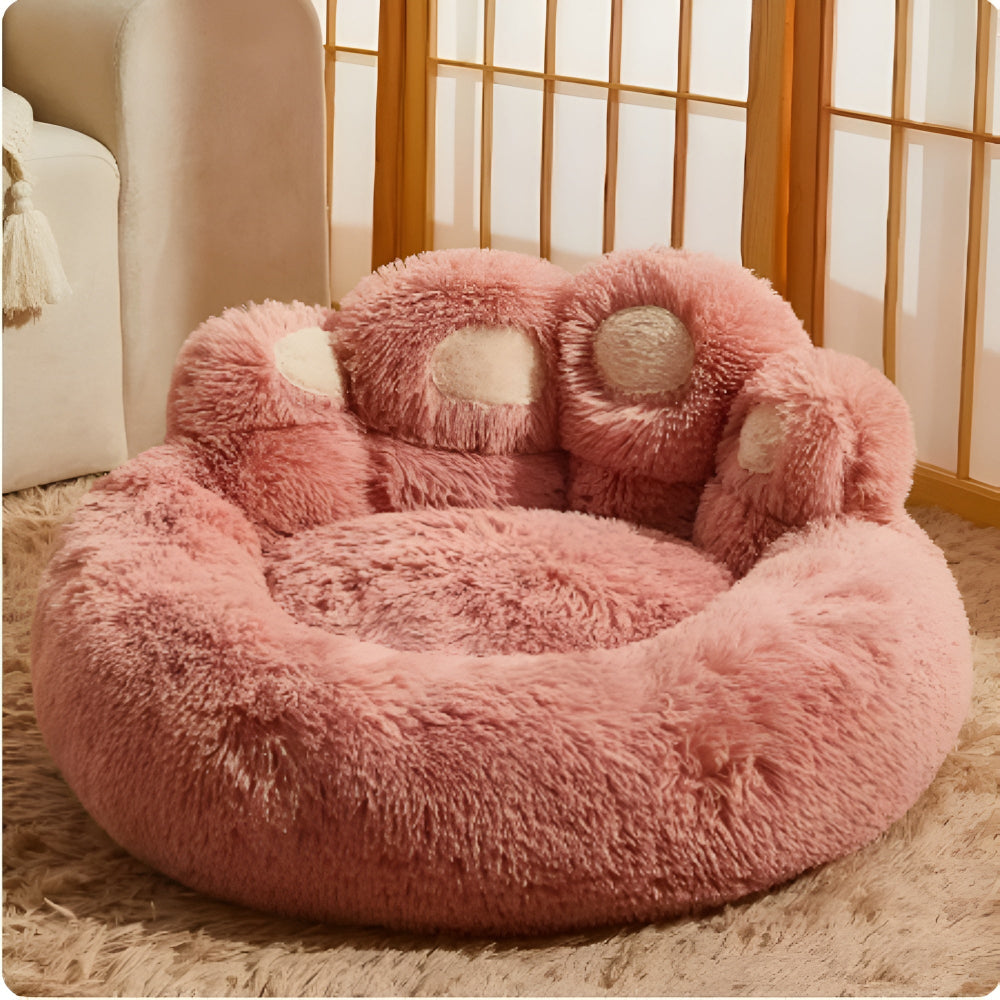 Paw-Shaped Plush Pet Bed for Dogs
