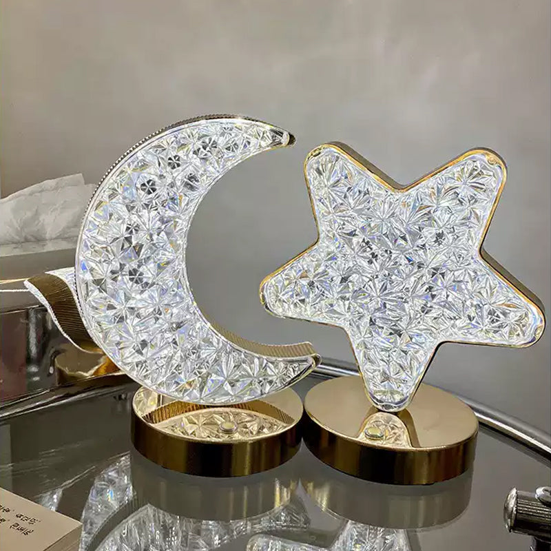 Star and Moon Metal Table Lamp with USB Charging