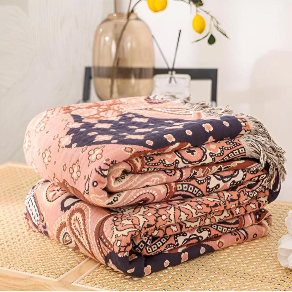 Reversible Bohemian Paisley Cotton Blanket
