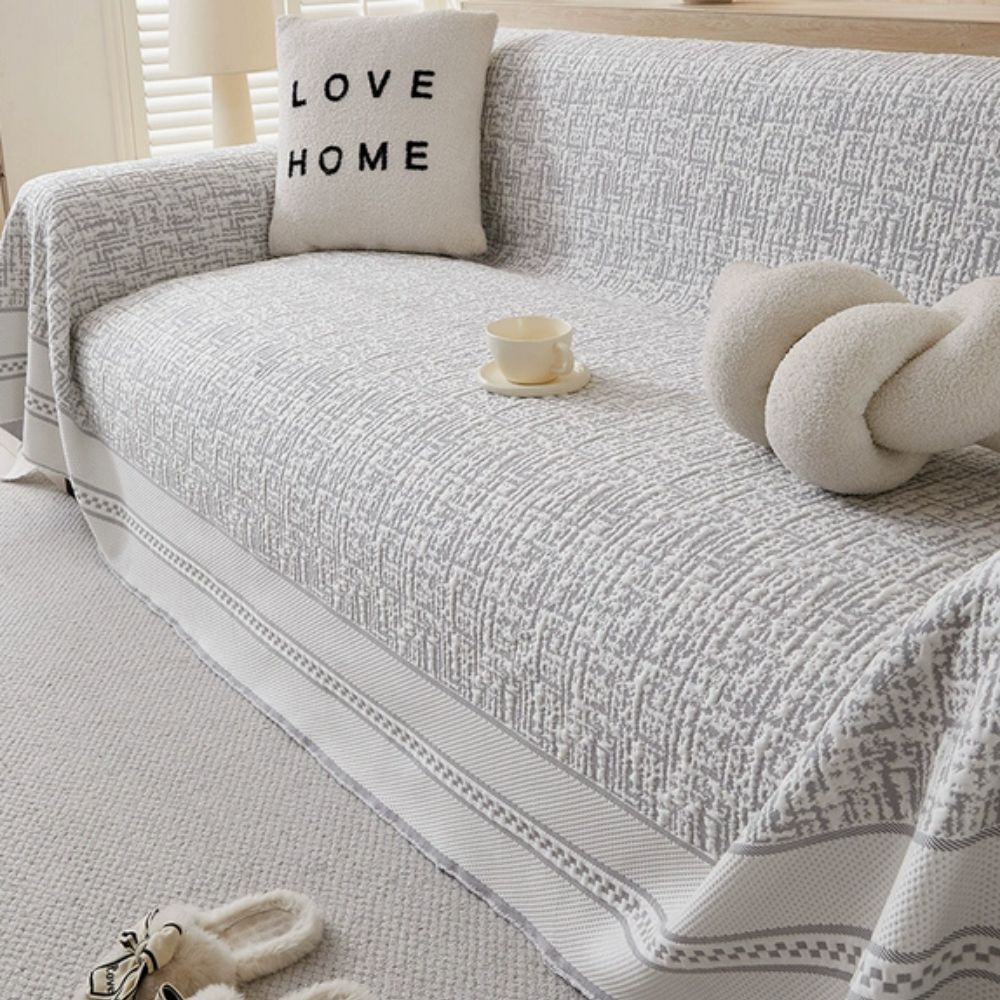 Stretchable Ice Silk Sofa Cover in Neutral Tones