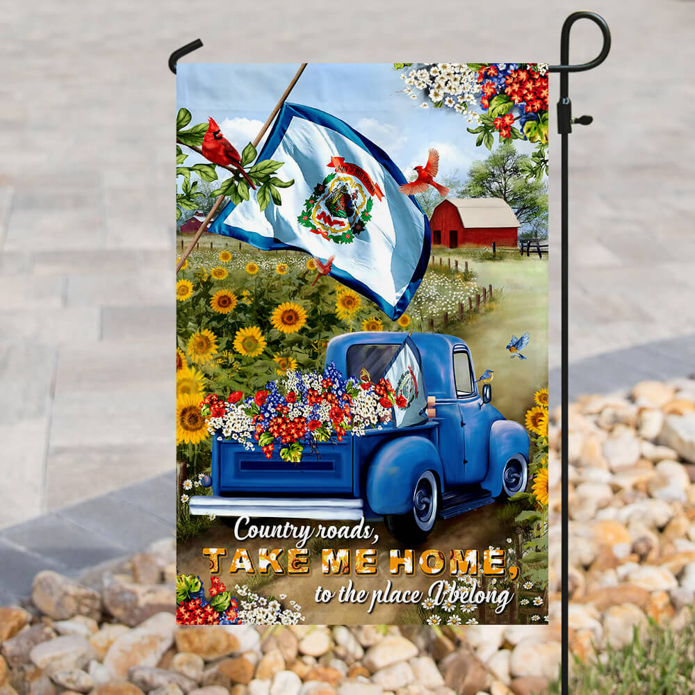 Double-Sided West Virginia Country Roads Canvas Flag