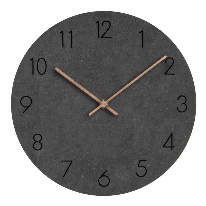 Minimalist Silent Wall Clock 29 cm - Modern MDF with Walnut Hands