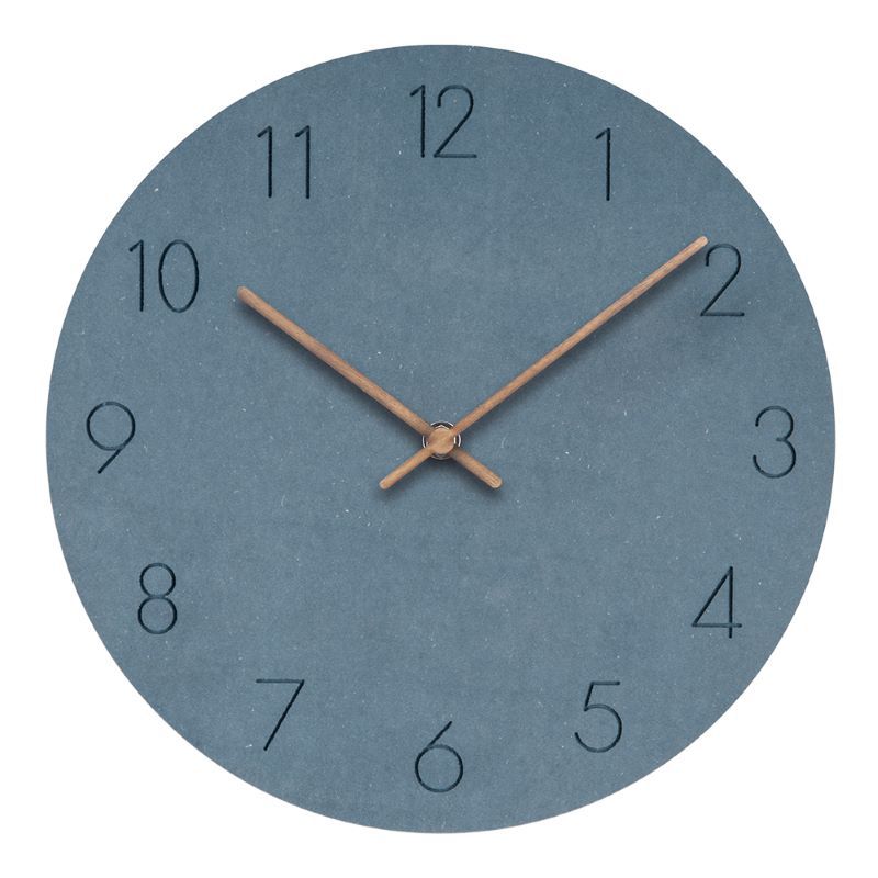 Minimalist Silent Wall Clock 29 cm - Modern MDF with Walnut Hands