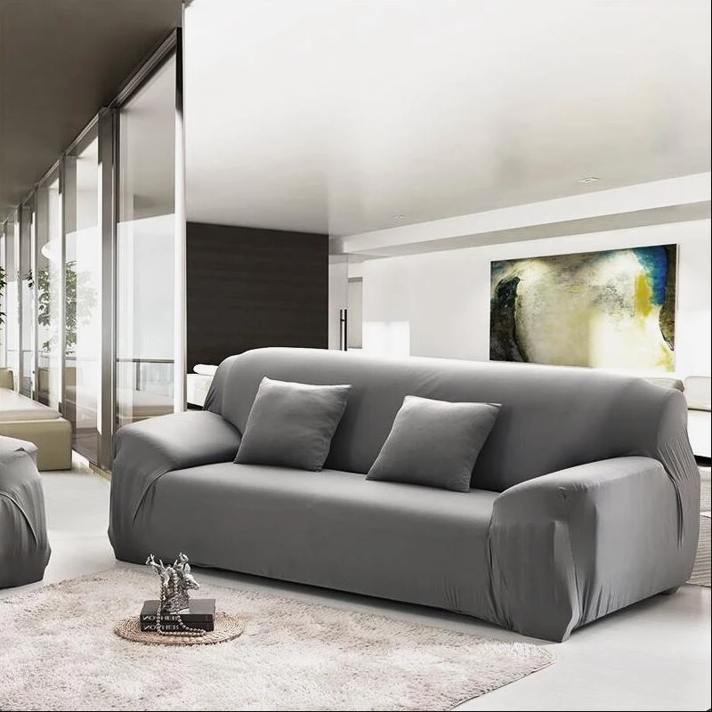 Stretchable Non-Slip Sofa Cover in Light Gray