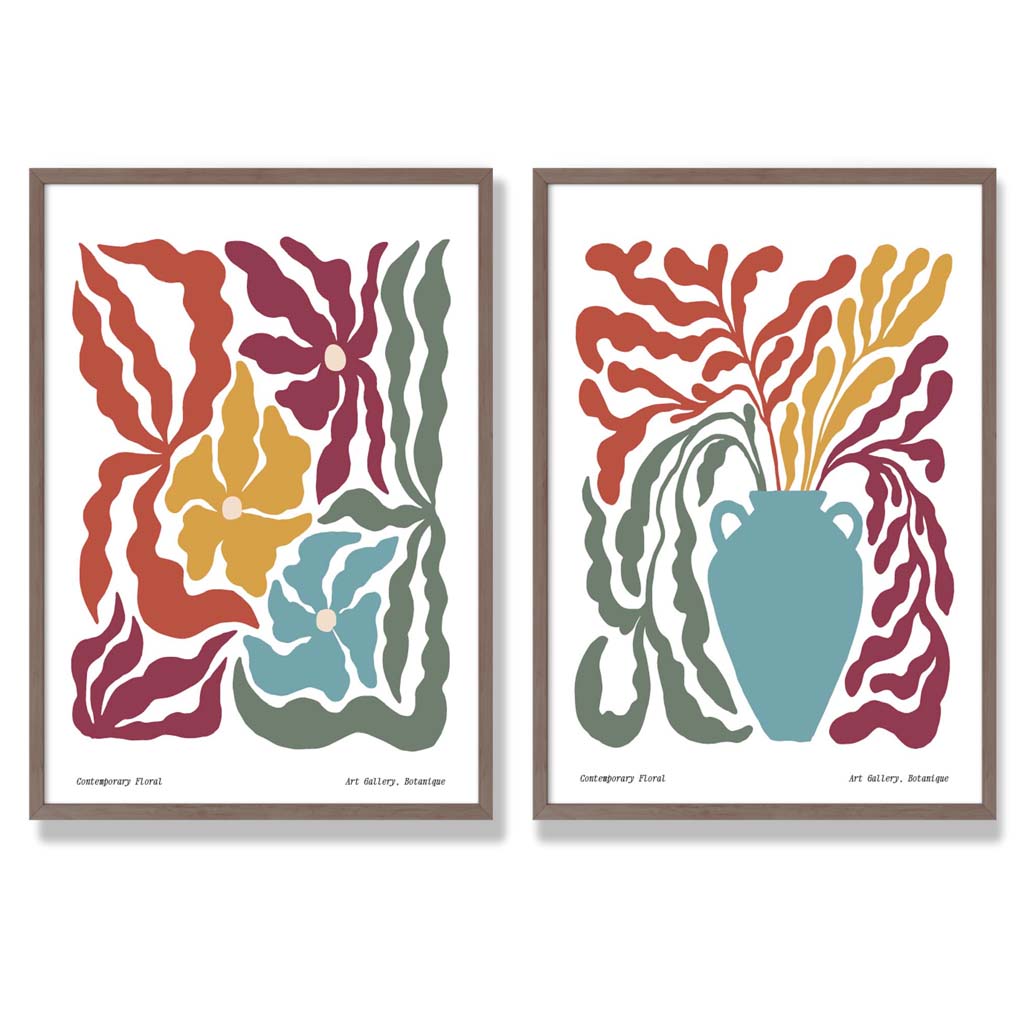 Colorful Boho Floral Art Prints Set of 2