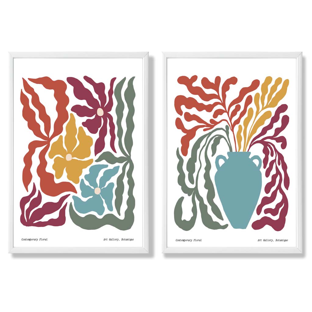 Colorful Boho Floral Art Prints Set of 2