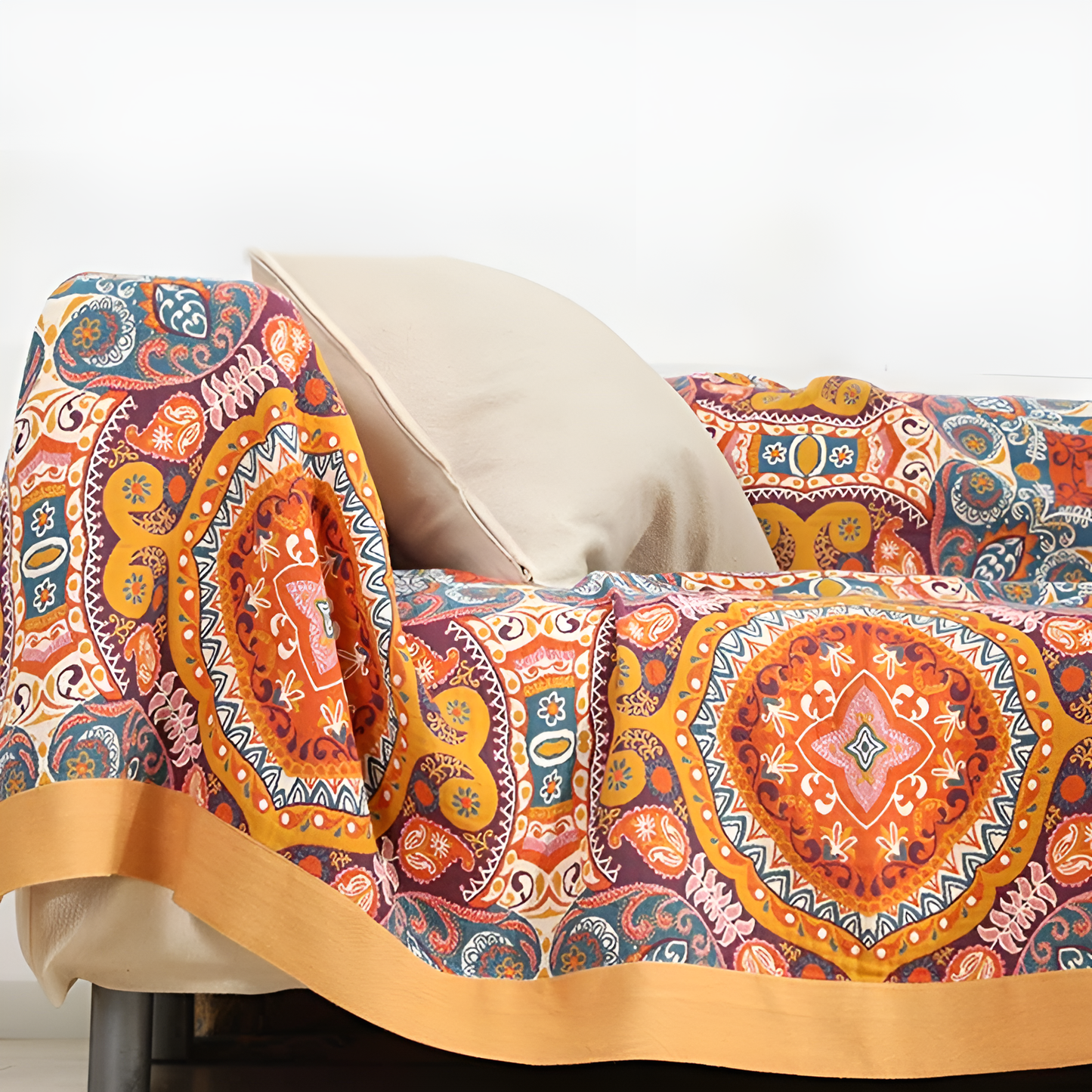 Cooling Boho Reversible Blanket with Cotton and Cooling Fibers