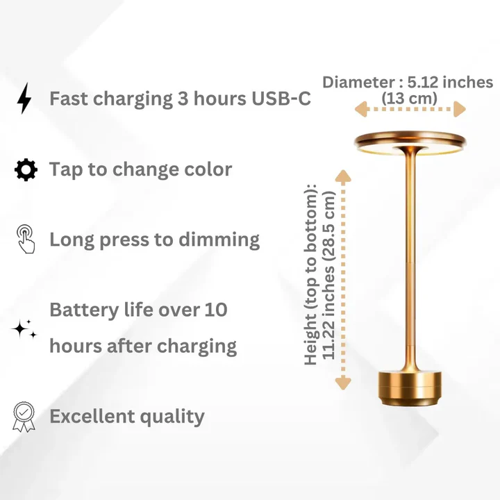 Dimmable Rechargeable Waterproof Wireless Table Lamp