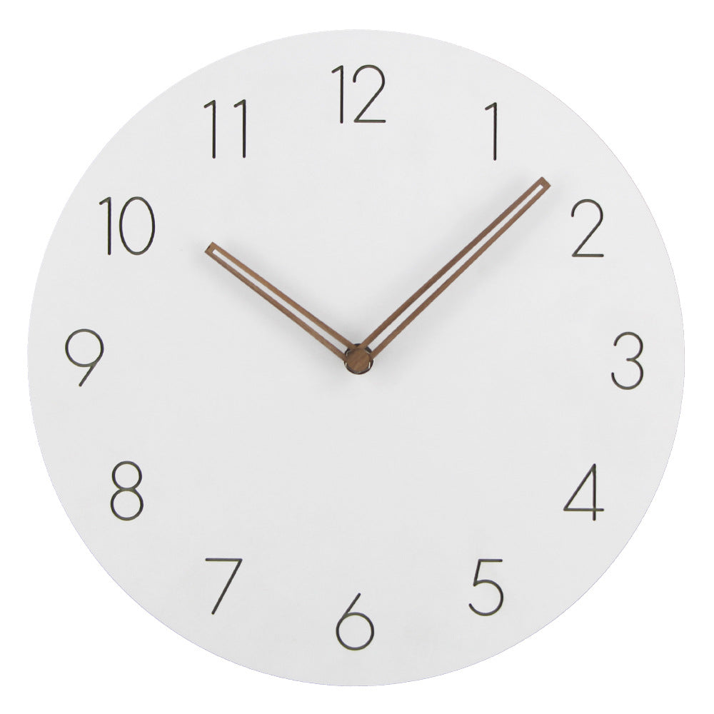 Minimalist Silent Wall Clock 29 cm - Modern MDF with Walnut Hands