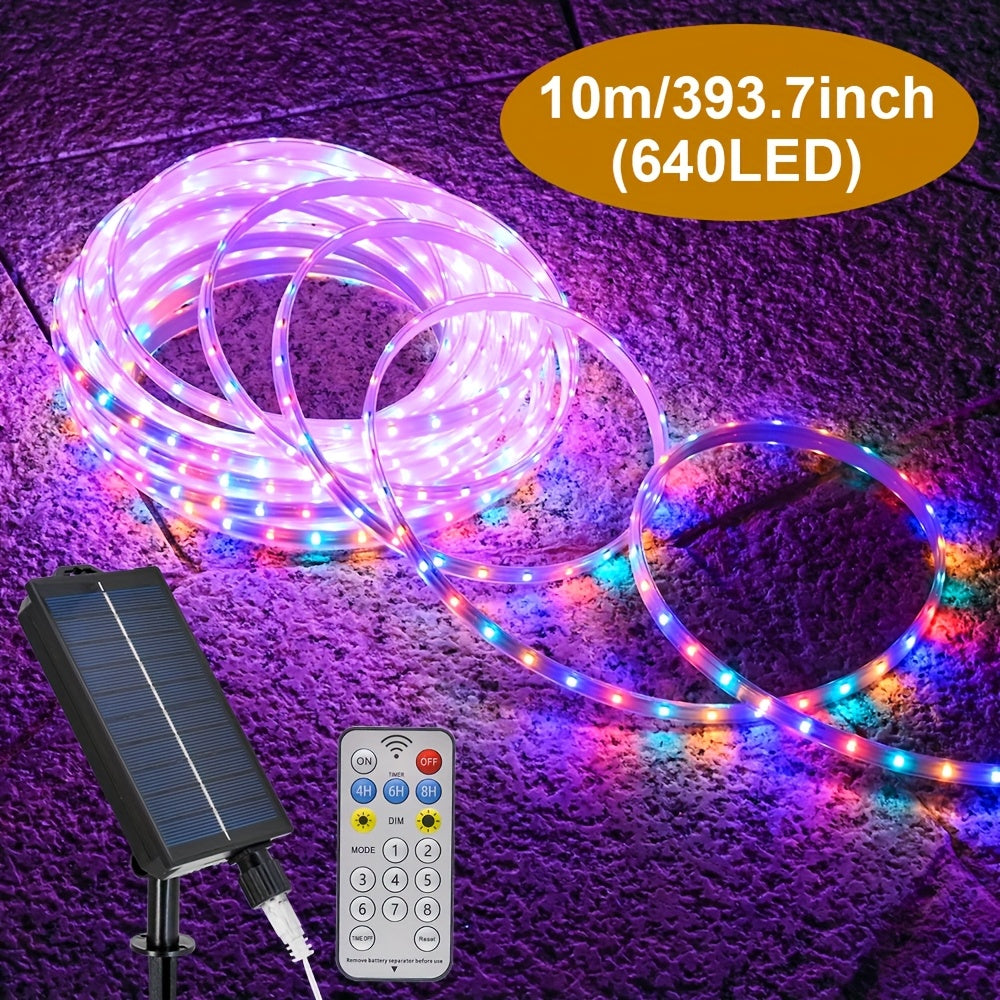 Solar-Powered LED Rope Lights with 8 Modes - 320/640 LEDs