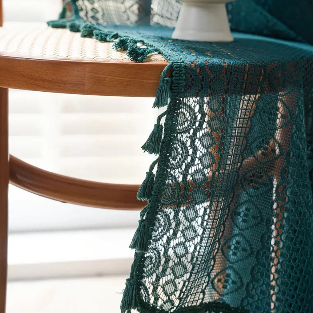 Crochet Lace Tassel Light Filtering Curtain