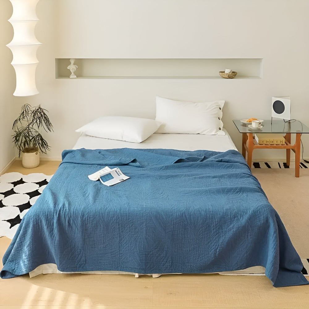 Premium Cotton Leaf Pattern Throw Blanket