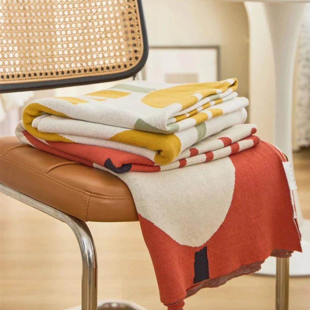 Spring Tulip Floral Cotton Knitted Throw Blanket