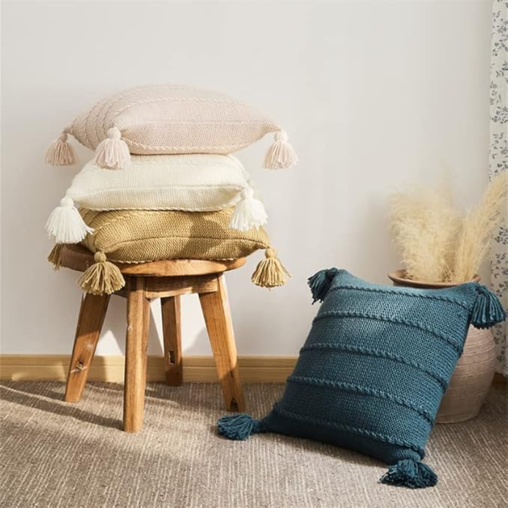 Nordic Knitted Tassel Throw Pillow