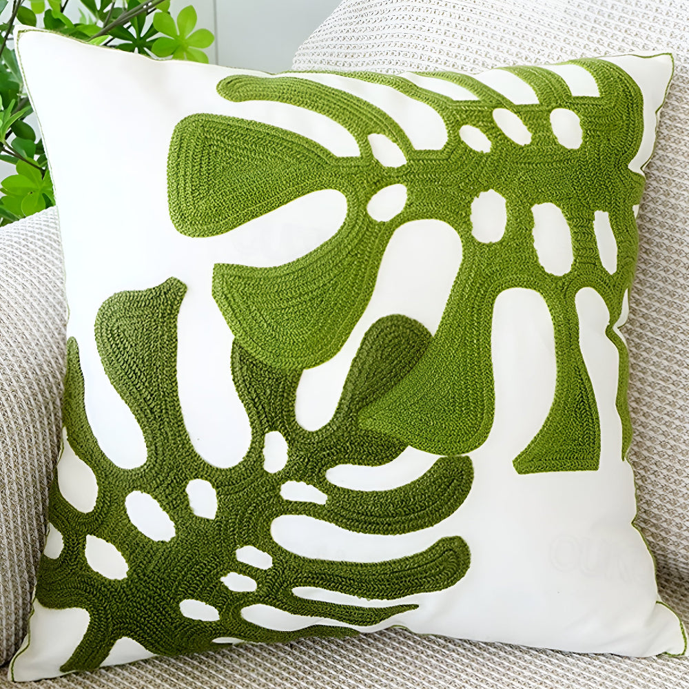 Leaf Pattern Microfiber Cushion Cover