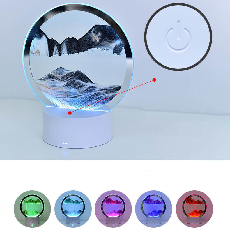 3D LED Quicksand Hourglass Table Lamp - Modern Glass Design