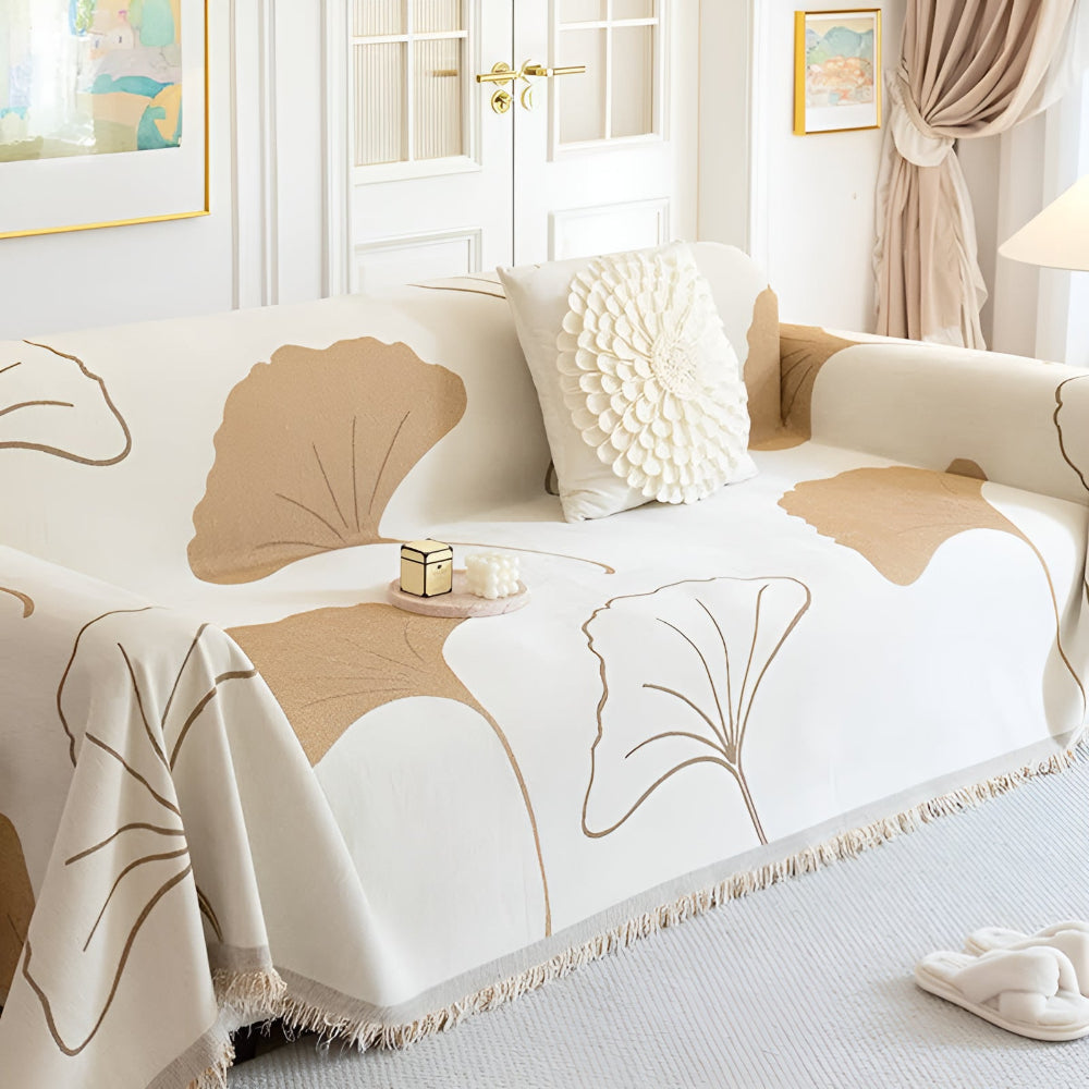 Ginkgo Leaf Chenille Sofa Cover
