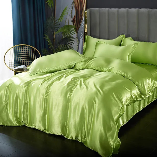 Luxury Silk Satin Bedding Set with Duvet Cover and Pillowcases