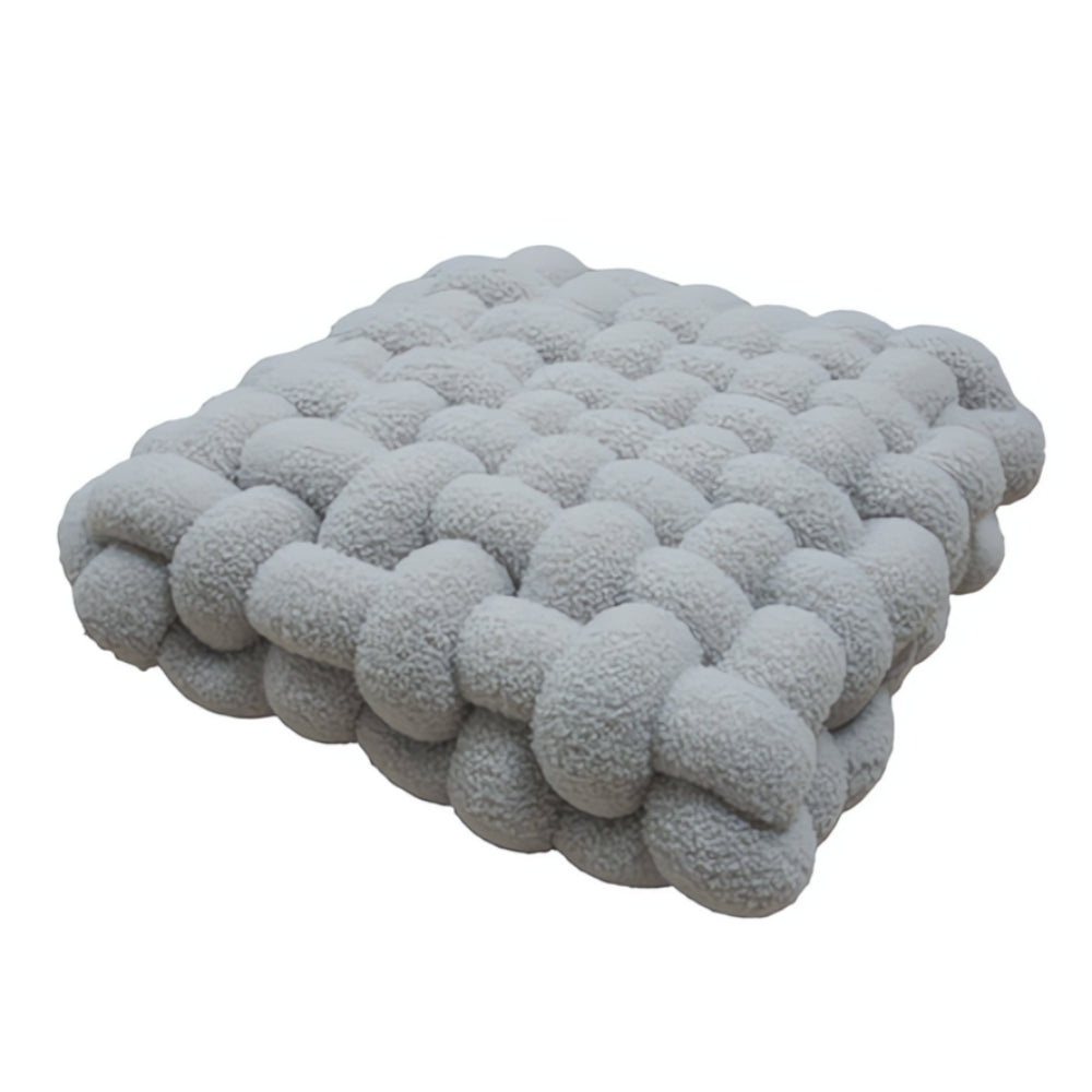 Plush Woven Knot Boucle Cushion in Soft Lamb Velvet