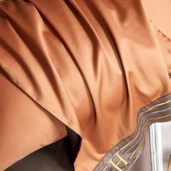 Luxury Satin Cotton Duvet Cover Set with Embroidery