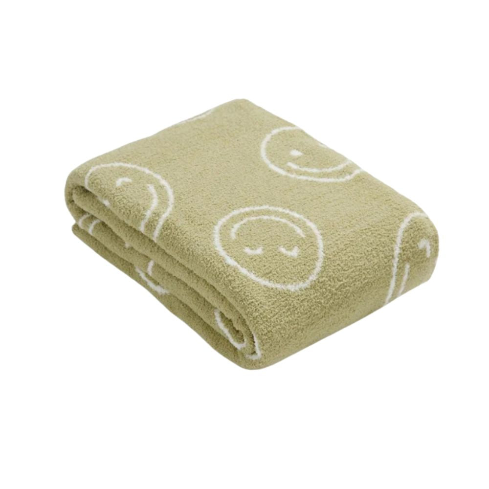 Smiley Face Cotton Plush Throw Blanket