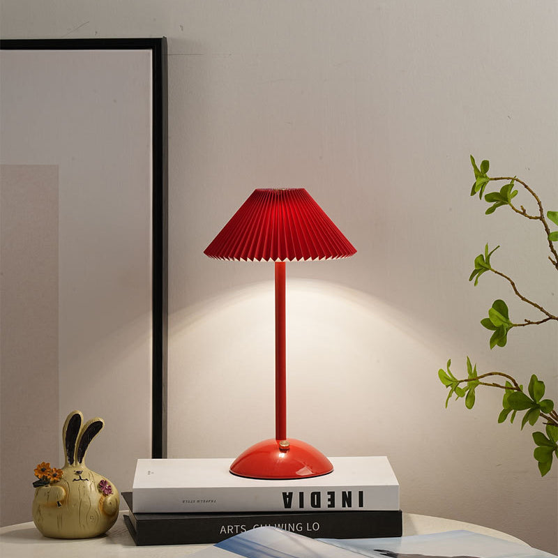 Contemporary Scandinavian Rechargeable LED Table Lamp with Fabric Shade