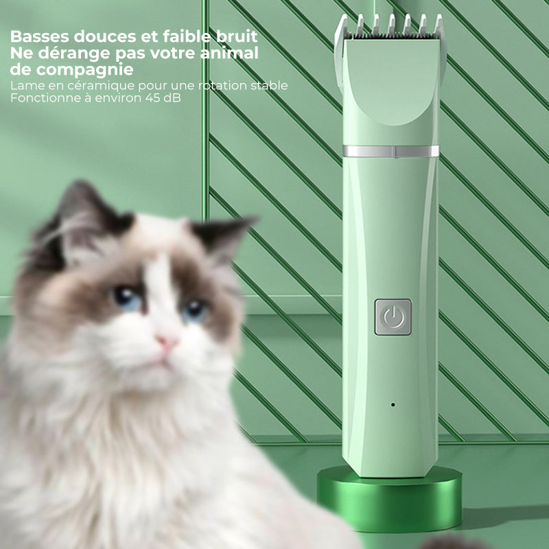 Quiet Rechargeable Pet Grooming Clipper with Interchangeable Heads