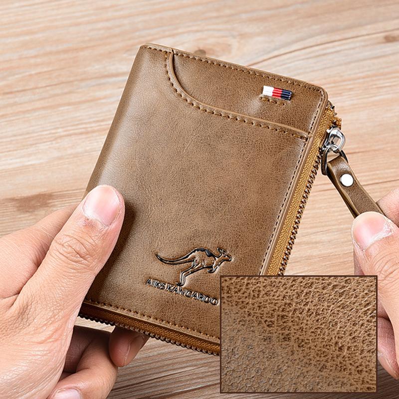 Compact RFID Wallet with Zip Closure for Cards and Cash