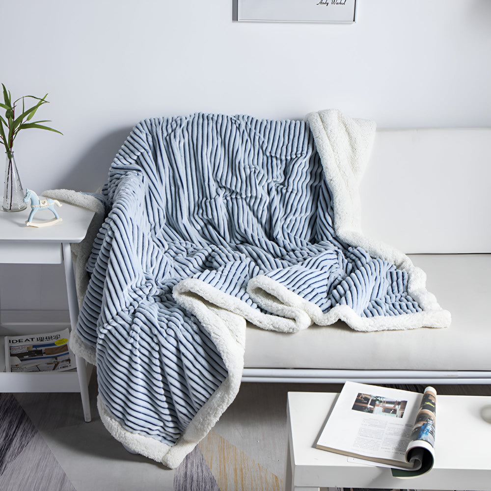 Double-Sided Fluffy Stripes Sherpa Blanket