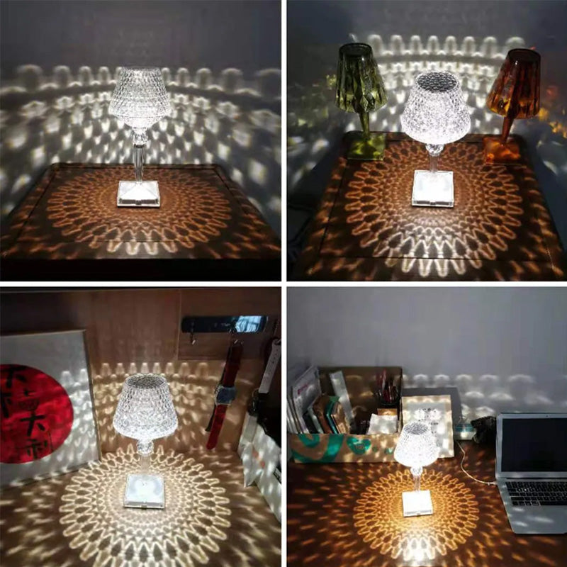 Rechargeable Crystal Table Lamp with Touch Dimming