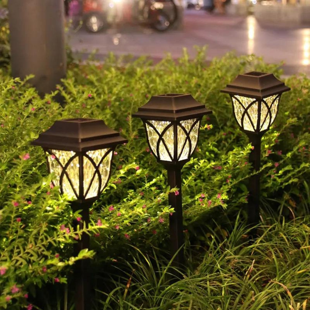 Solar-Powered Elegant Garden Lanterns with Crystal Accents