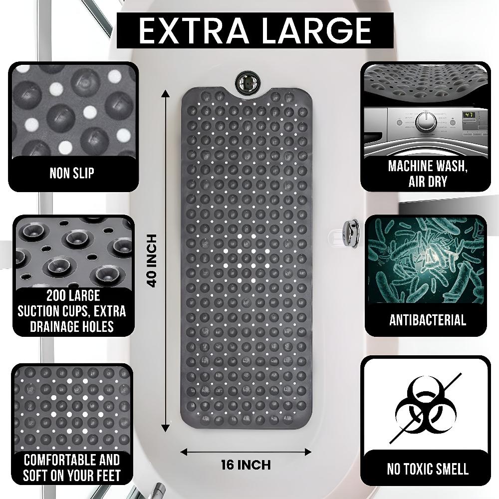 Non-Slip Bathtub Mat with Strong Suction Cups