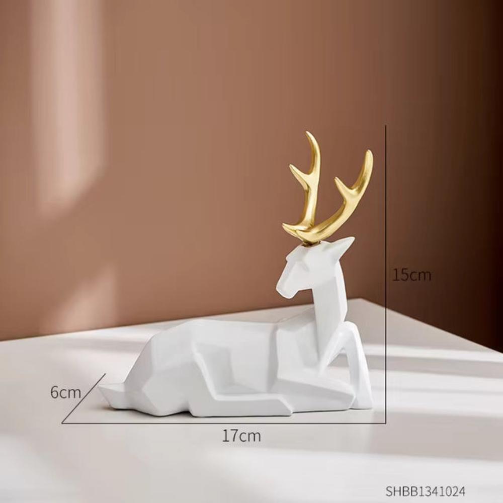 Geometric Resin Deer Figurine for Modern Home Decor