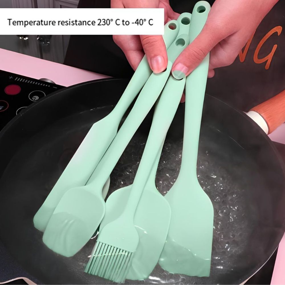 Flexible Silicone Spatula Set with Basting Brush - 6 Piece Kitchen Tools