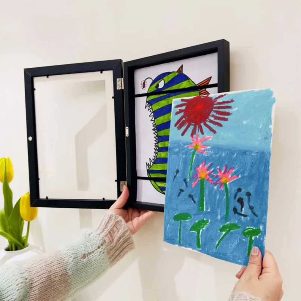 Children's Artwork Display Frame in Black Wood
