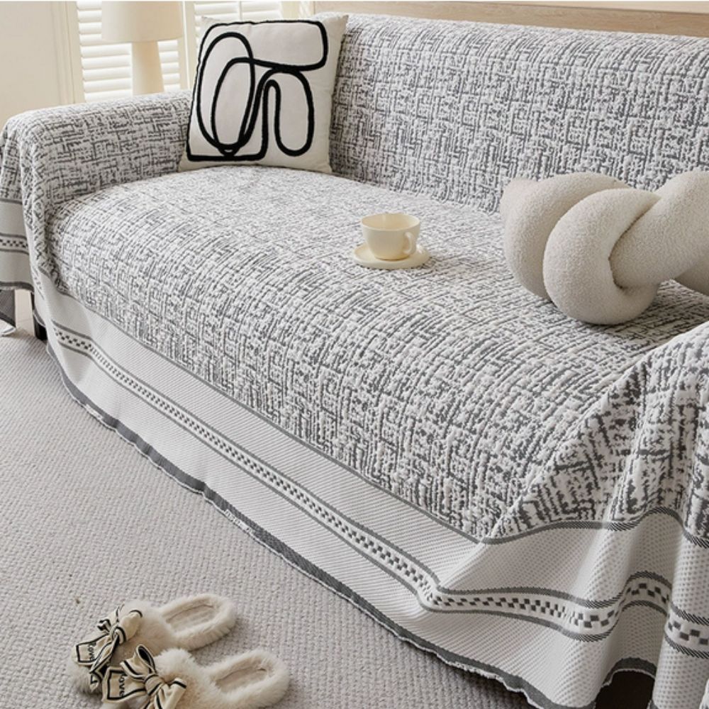 Stretchable Ice Silk Sofa Cover in Neutral Tones