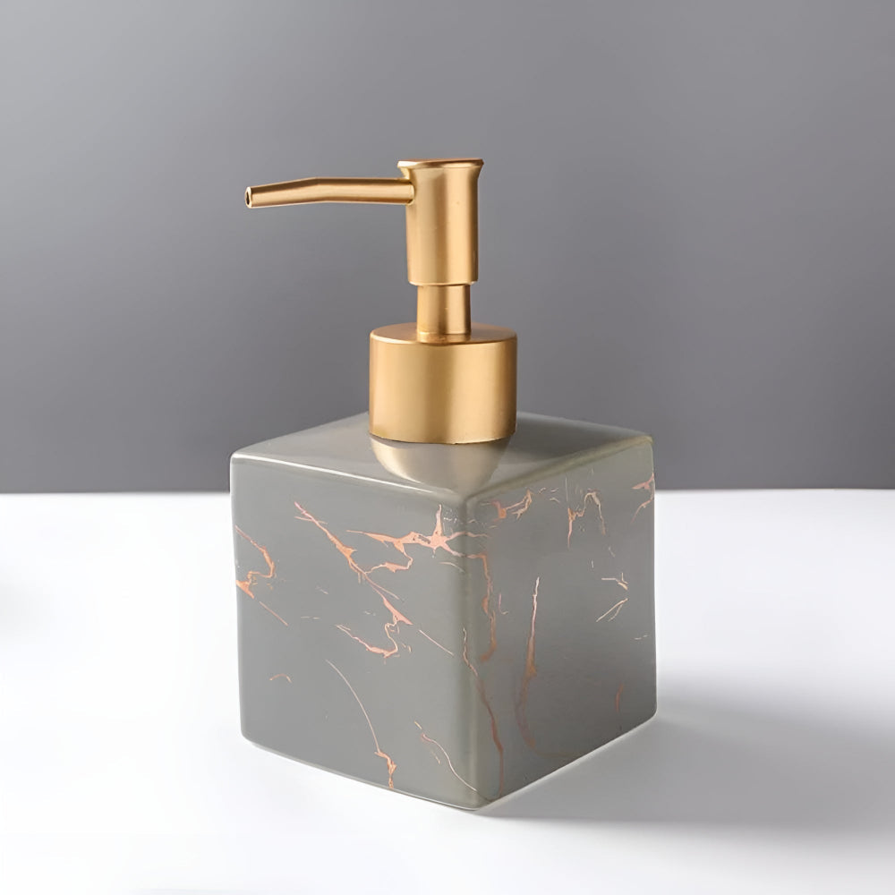 Marble Ceramic Soap Dispenser with Gold Pump